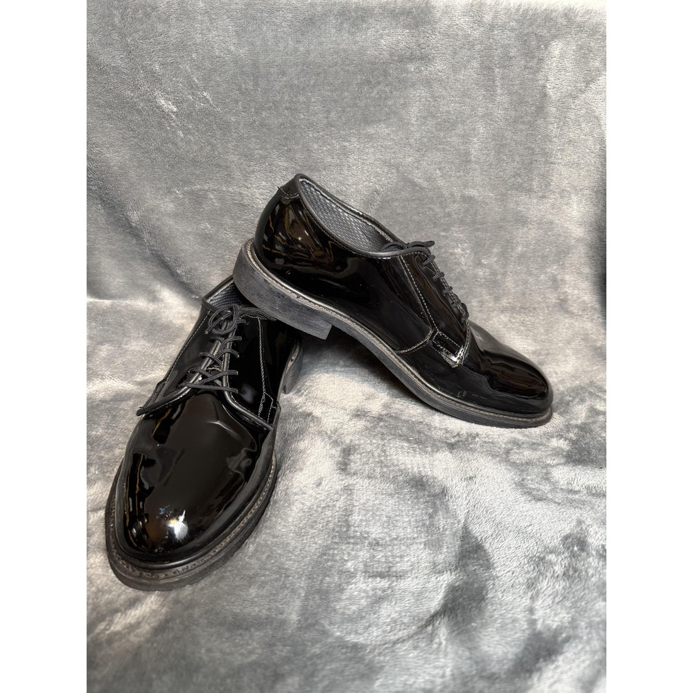 Bates 12-D-1017 Shoes Mens Size‎ 7 Black Patent Dress Derby Vibram Sole Lined